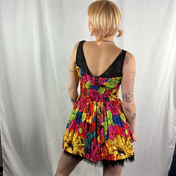 Alythea Floral Multicolour Party Dress with Tulle Underlay - Picture 4 of 12
